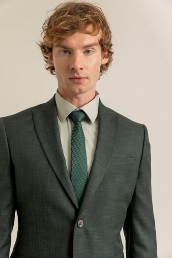 alenmeza Men's Light Green 100% Cotton Satin Non-iron Ironing Casual Pocketless Modern Fit Shirt