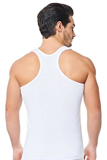 Tutku Men&#39;s White Cotton Ribbed Athlete Undershirt 12-Piece New Season