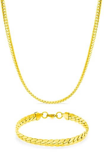 The Collection Urban Gold Çelik Kolye Ve Bileklik Seti