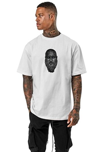 BENROMA Μπλουζάκι Wikings Ragnar Baskı Unisex Oversize Kalıp