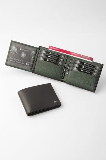 CENGİZ PAKEL Genuine Leather Luxury Men's Wallet Black Green