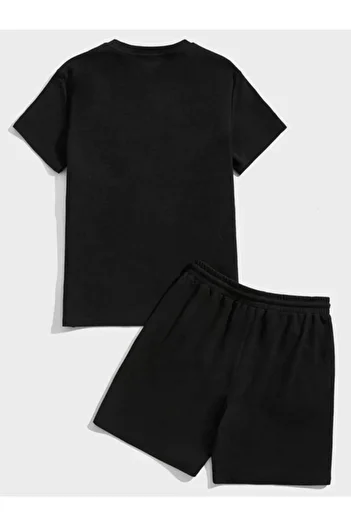 trendgar Hand Printed Black Shorts Set - Shorts Set Hand Printed