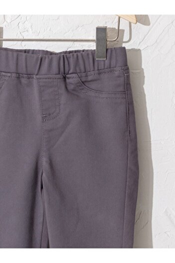 LC Waikiki Your Fashion Style'dan Kız Çocuk Antrasit Pantolon Beli Lastikli Skinny Fit