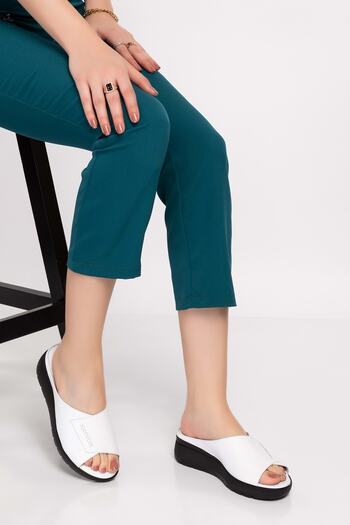 Gondol Γνήσιο δέρμα Wedge Heel Slippers Özl.404 - Λευκό - 40