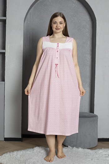 SEBOTEKS Button Collar Zero Sleeve 100% Cotton Combed Plus Size Mother's Nightgown 526