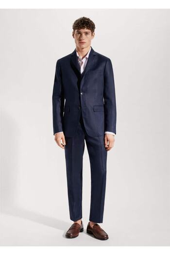 MANGO Man 100% Linen Slim Fit Fabric Blazer Jacket