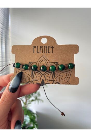 Planet Butik Green Stone Unisex Authentic Bracelet