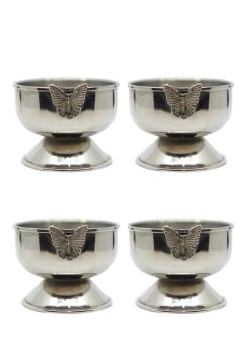 ANTEPSEPETİ Copper Silver Plated Butterfly Model Snack Bowl Set of 4