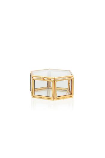 The Mia Brass Altıgen Kutu 9x9x5 Cm