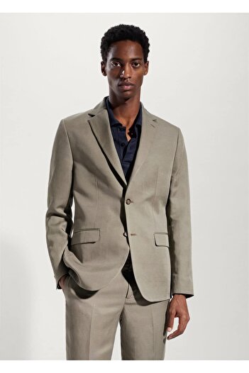MANGO Man Slim-Fit Linen Suit Blazer Jacket