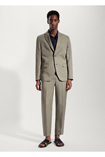 MANGO Man Slim-Fit Linen Suit Blazer Jacket