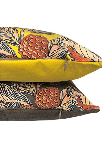 Alacastore Double Bohemian Yellow Hard Leaf Themed Throw Pillow Cover