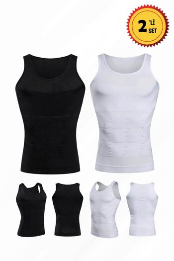 SAUNA SUIT Firming Body Shaping Slimming 2-Piece Black & White Premium Sports Corset Undershirt Set