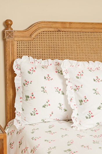 Karaca Home Silvie Red 100% Cotton Ruffle Double Sheet Set