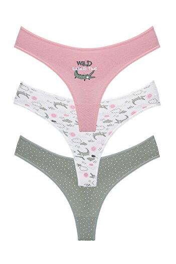 Perita.Life Women'S, Crocodile Themed, Classic, 3-Piece String/Thong Set