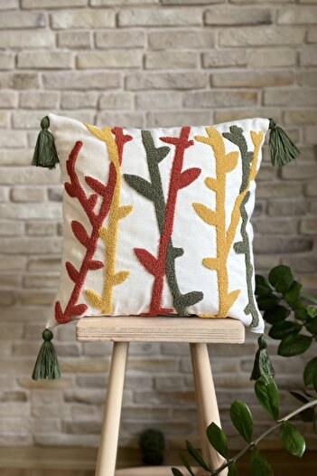 SWITA Single Punch Embroidered Decorative Linen Throw Pillow Cover (PANCH)
