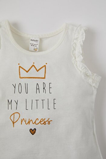 DeFacto Baby Girl Princess Text Printed Sleeveless Cotton Undershirt