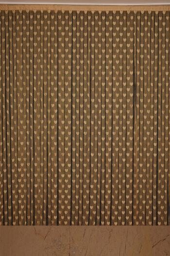 AKÇA TEKSTİL Heart Model Gold Color Rope Curtain Ready-made Buttons Sewn Rope Curtain 300*280 Cm