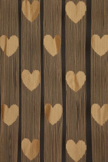 AKÇA TEKSTİL Heart Model Gold Color Rope Curtain Ready-made Buttons Sewn Rope Curtain 300*280 Cm