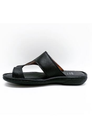Çelik Men's Black Genuine Leather Flip Flops