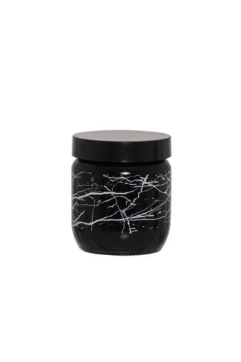 krommet Herevin 425 Cc Black Colored Marble Printed Glass Jar