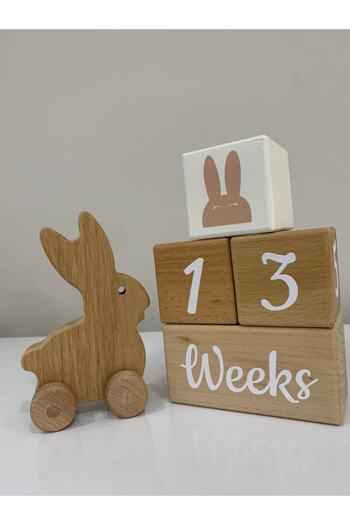 BİANNE ATÖLYESİ Wooden Wheeled Rabbit