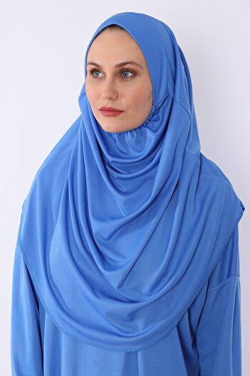 Bemol Blue One-Piece Practical Prayer Dress - with Headscarf
