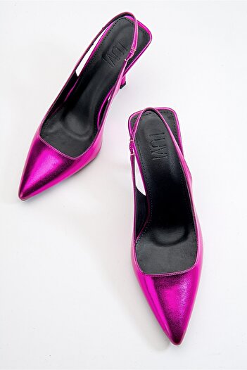 LuviShoes Ferry Fuşya Metalik Kadın Topuklu Ayakkabı
