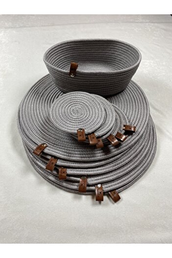 MaVaux Wicker Look Jute 13 Piece Plate / Placemat and Bread Dish / Set.