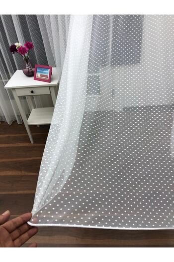 Esse Home Polka Dot Sports Patterned Tulle Curtain, 450x260, Sparse Pleat, 1/2
