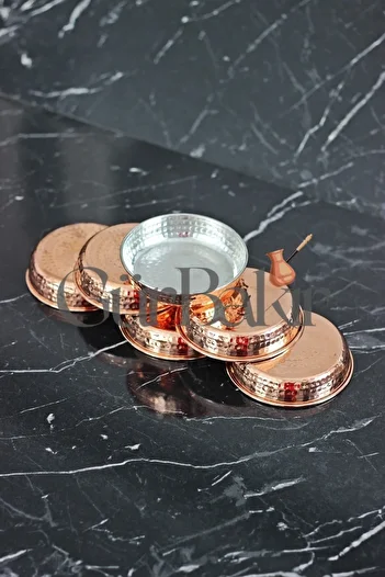 GÜR BAKIR Copper Snack Bowl Set 6 Pieces Nuts and Jam for Breakfast