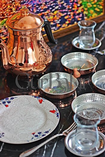 GÜR BAKIR Copper Snack Bowl Set 6 Pieces Nuts and Jam for Breakfast