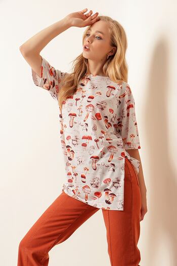 Pattaya Women's Slit Oversize Short Sleeve T-Shirt P21s201-2121-1