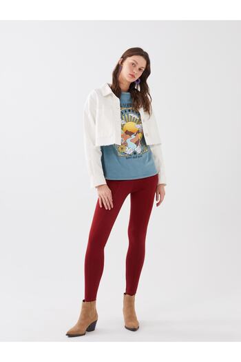 LC Waikiki Women's Tights with Elastic Waist and Stitching Detail