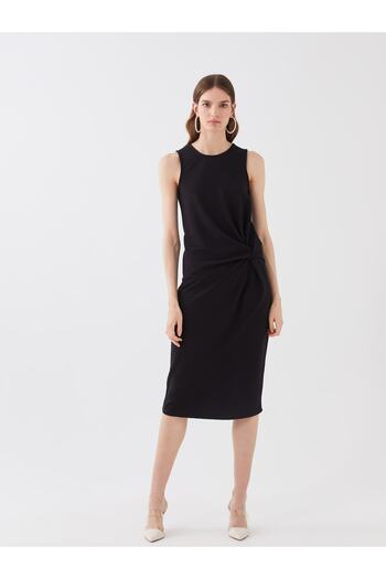 LC Waikiki Crew Neck Women's Dress with Gather Detail