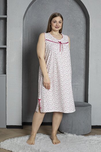 SEBOTEKS New Sleeve V-Neck 100% Cotton Combed Plus Size Mother's Nightgown 819