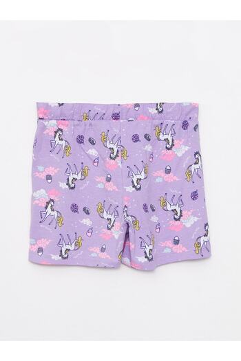 LC Waikiki Patterned Girl's Shorts with Elastic Waist
