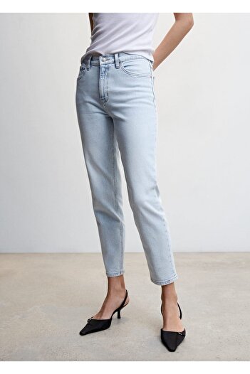 MANGO Woman Blugi Mom Comfort cu talie înaltă