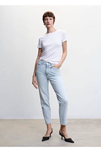 MANGO Woman Blugi Mom Comfort cu talie înaltă
