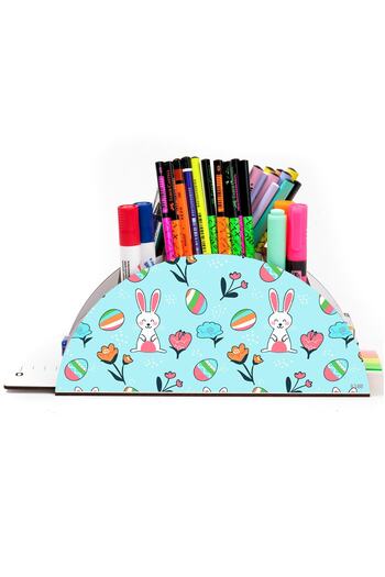 kutuTR Wooden Vip Animals Rainbow Ruled Desktop Pen Holder Organizer for Kids Assembled Boxed