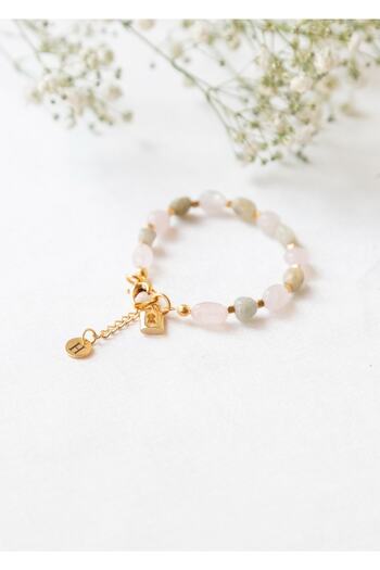 CHARMLUCKY Natural Morganite Stone Bracelet
