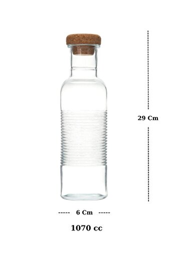 Paşabahçe Tin Can 7-Piece Water and Soft Drink Set (6 Soft Drink Glasses & 1 Bottle with Cork Cap)