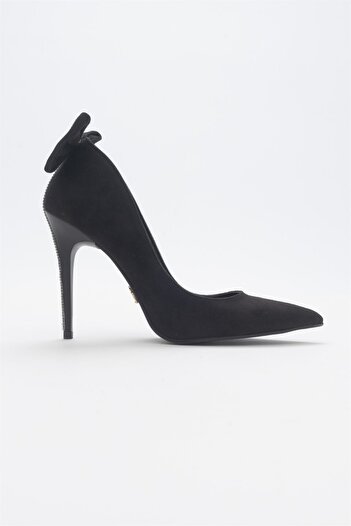 AYAKKABI PRENSİ Linnie Bow Detailed Black Matte 10 cm Women's Stiletto, High Heels