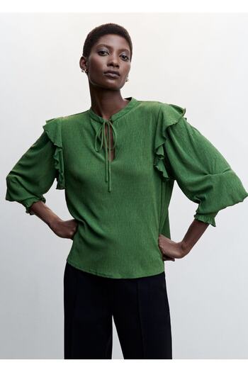 MANGO Woman Ruffled Woven Blouse