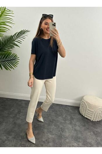 MADAME MELEK Modal κοντομάνικο μπλουζάκι Oversize καπνιστό μπλουζάκι