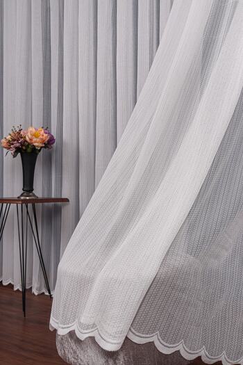 Esse Home Modern Çizgili Örme Tül Perde, 350x250cm, 1/3 Sık Pile, 13esse03381