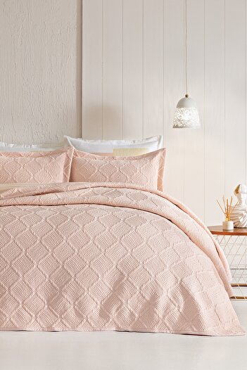 Puffy Julian Double Bedspread Set - Blush