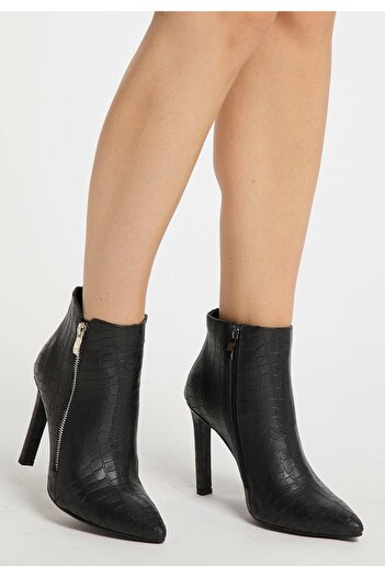 Faina Krokodil-Optik'te Leder Stiefelette