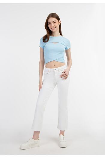 myMo Knitted short-sleeved top blonda