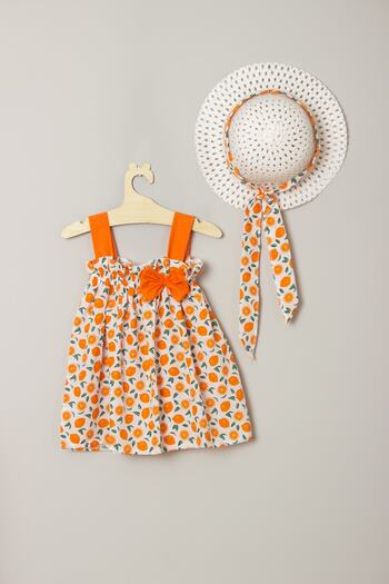ADABEBEK Baby Girl Tangerine Patterned Hat Set